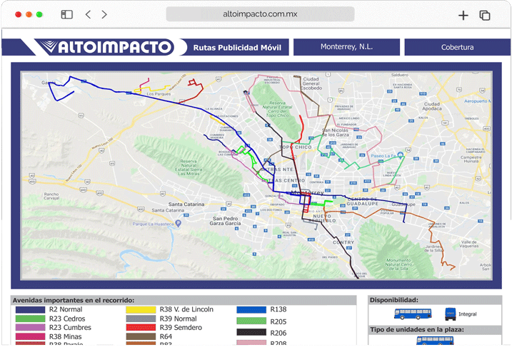 Mapa donde eliges tus rutas publicitarias